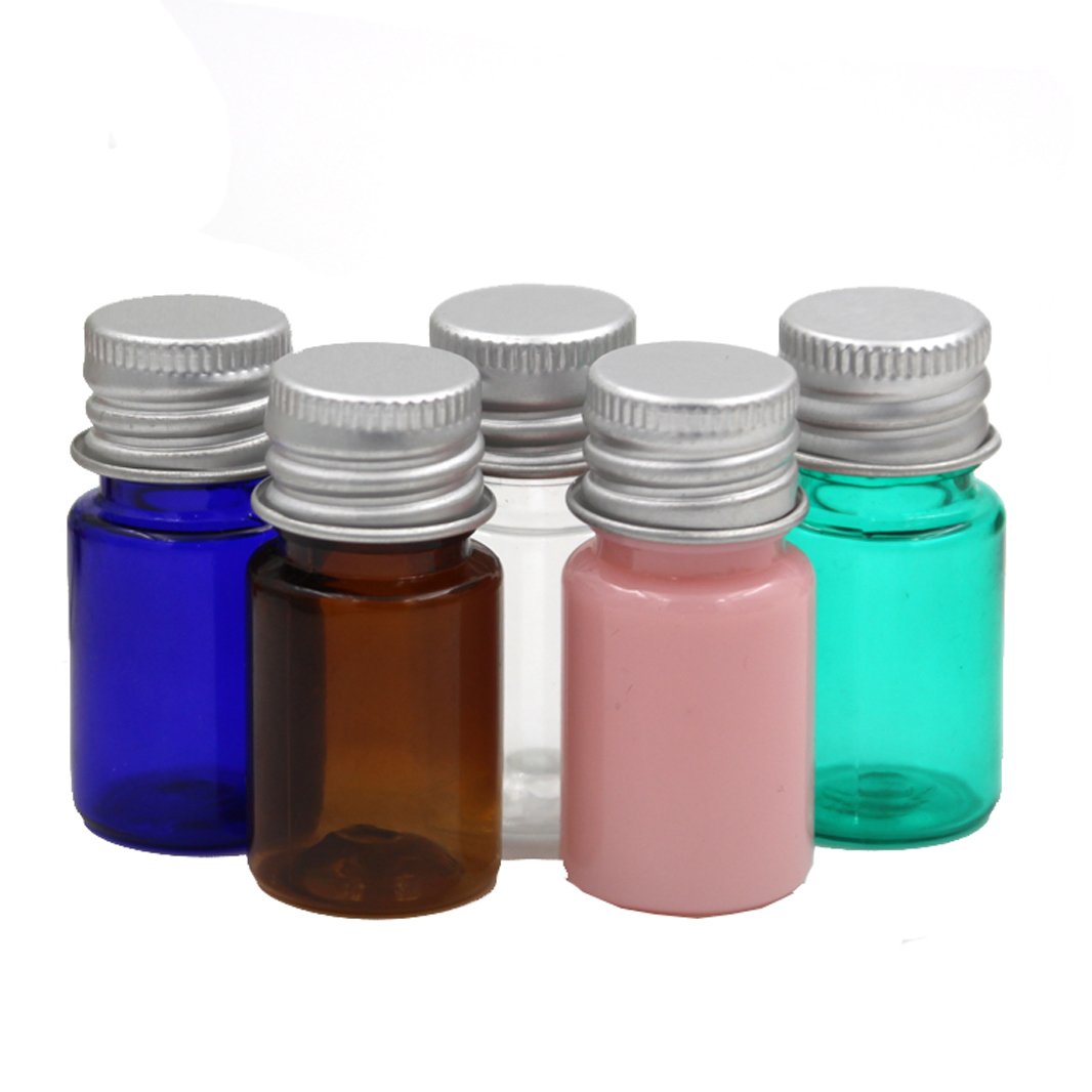 24Pcs 5Ml Empty Plastic Bottles Vials Tiny Jars Sample Bottle Mini Storage Container Case With Aluminum Screw Cap For Facial Cre