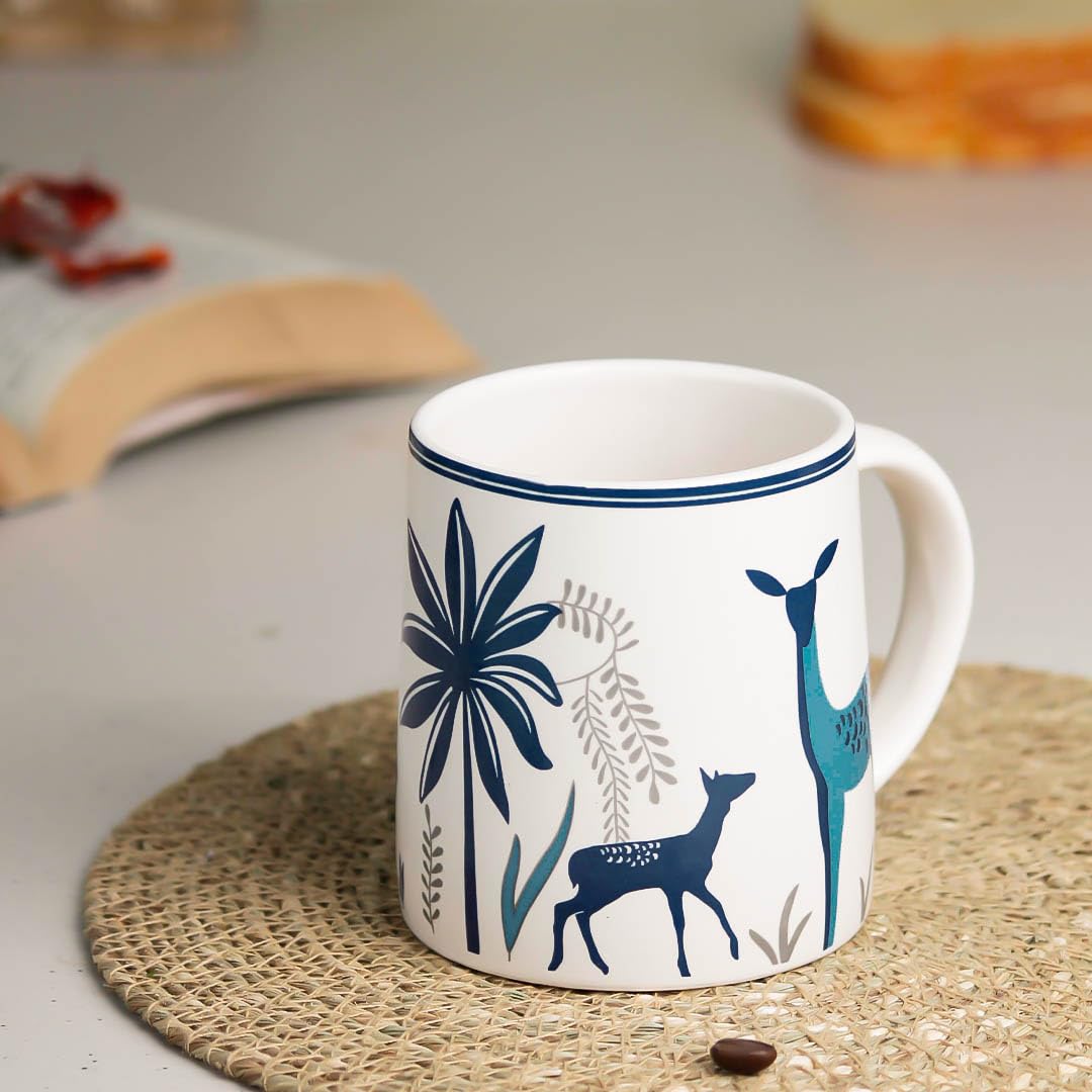 The Earth Store Stag Blue Coffee Mug Set Of 1 To Gift To Best Friends, Coffee Mugs, Microwave Safe Ceramic Mugs, (300 Ml Each)