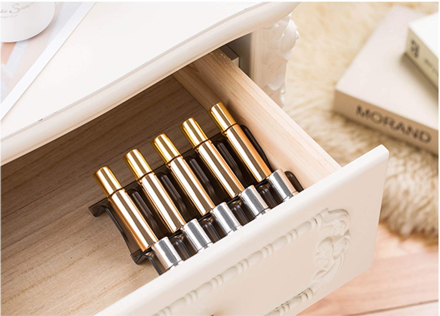 HAN SHENG 8 Pcs Shelf Essential Oils Storage Racks Oil Bottles Expandable Essential Oil Holders Convenient Storage for Organizin
