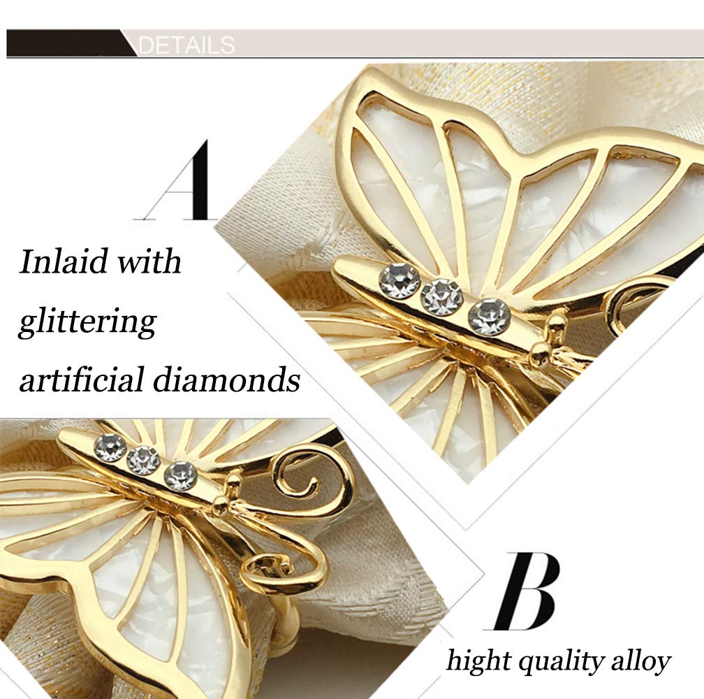 Getfitsoo Butterfly Napkin Ring Set Of 6, Metal Napkin Rings Dinner Napkin Holder For Wedding Birthday Valentine'S Day Christmas