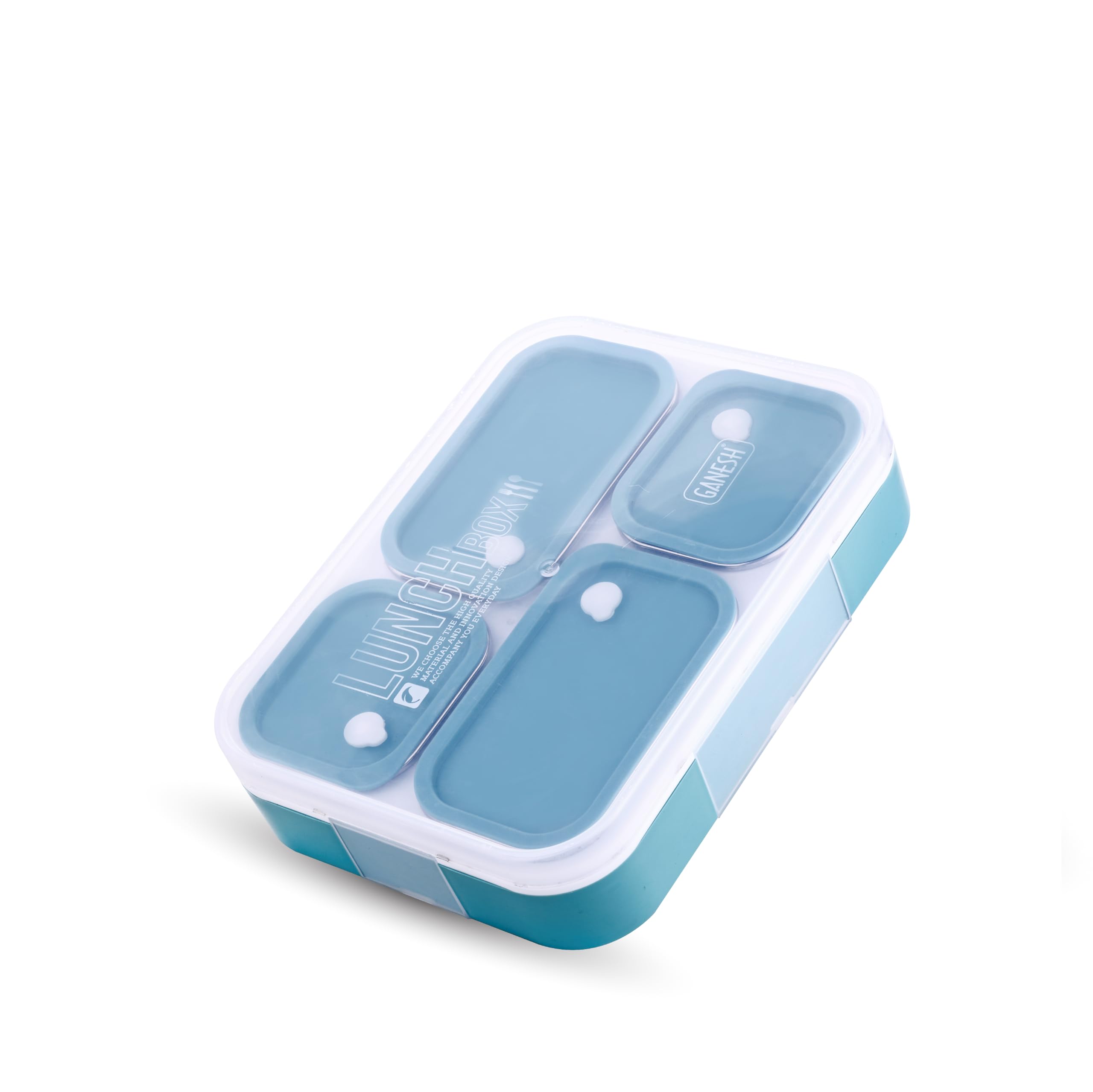 Ganesh Aspire 4 Compartment Stainless Steel Lunch Box Sealed Leakage Proof Lunch Box For Office School Etc 500Ml-Green