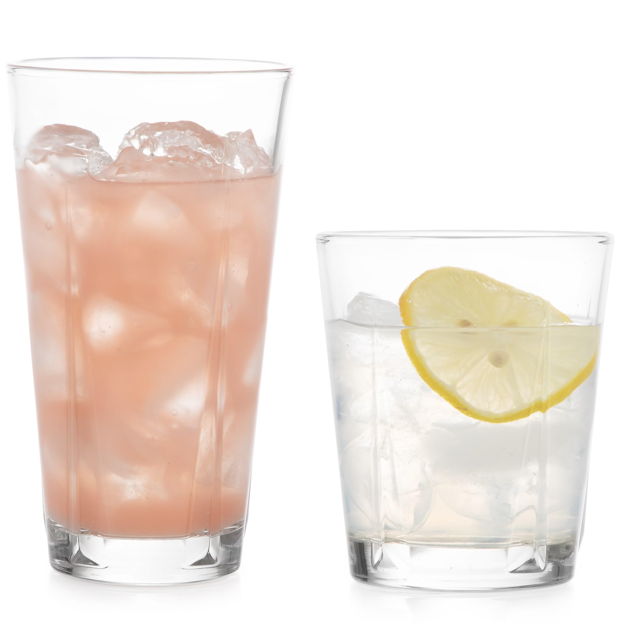Libbey Monterrey Everyday Drinking Glasses Set of 8, Geometric Shape DOF and Glass Tumbler Set, All Purpose Kitchen Glassware Se