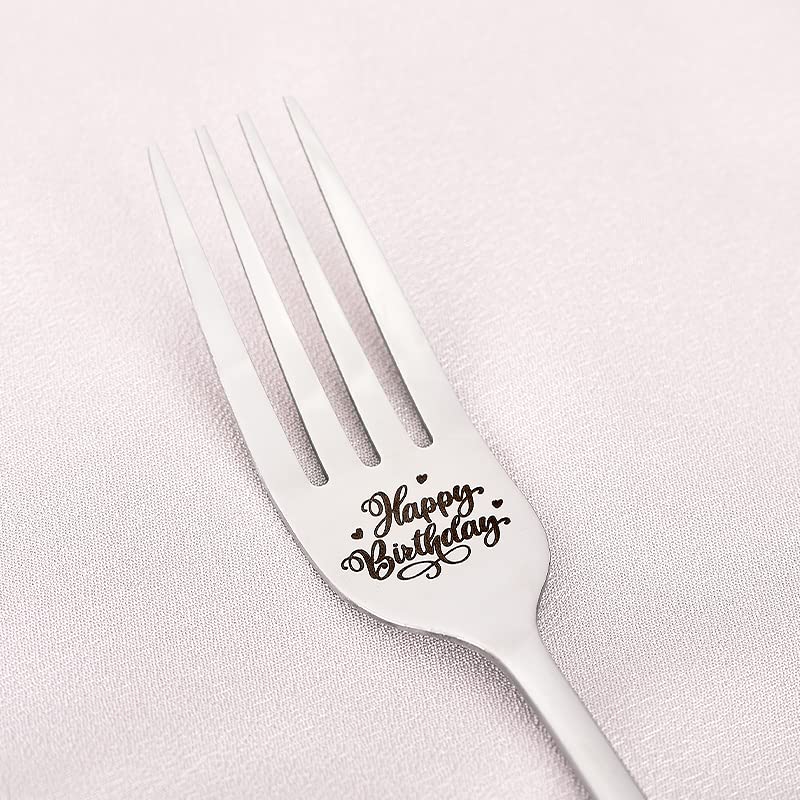 Happy Birthday Fork Gifts For Women Men Birthday Gifts For Friend Sister Brother Daughter Son Engraved Forks Salad Dessert Lover
