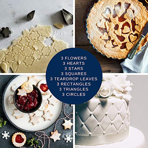 Ultra Cuisine Mini Cookie Cutter Shapes Set - 24 Small Molds To Cut Out Pastry Dough Pie Crust & Fruit - 304 Durable Stainless S