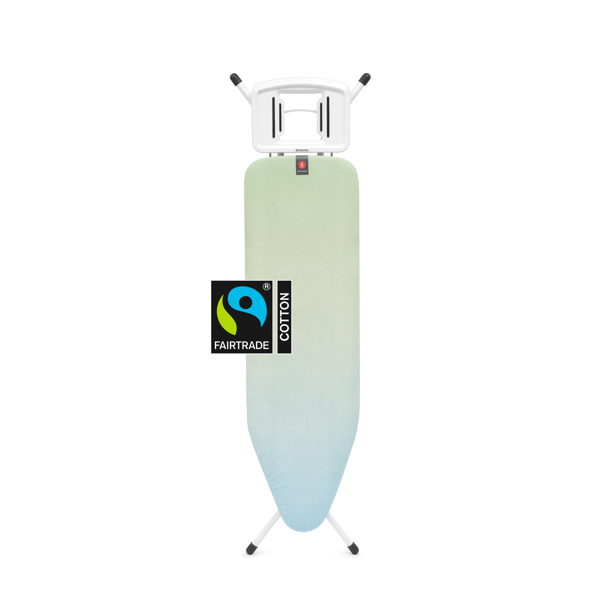 Brabantia Comfort Ironing Board with Solid Steam Iron Rest | Medium (Size B) | Fairtrade Soothing Sea Cover | Adjustable Height 