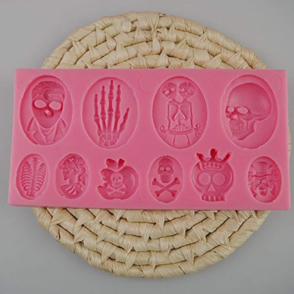 Foyara Halloween Skull Skeleton Fondant Silicone Cake Decoration Mould Chocolate Mould Sugar Icing Gumpaste Kitchen Diy Baking T