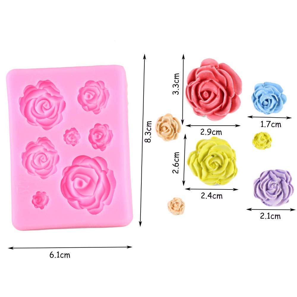 Anekoul 2Pcs Rose Flowers Silicone Molds Cake Chocolate Mold Wedding Cake Decorating Tools Fondant Sugarcraft Cake Molds