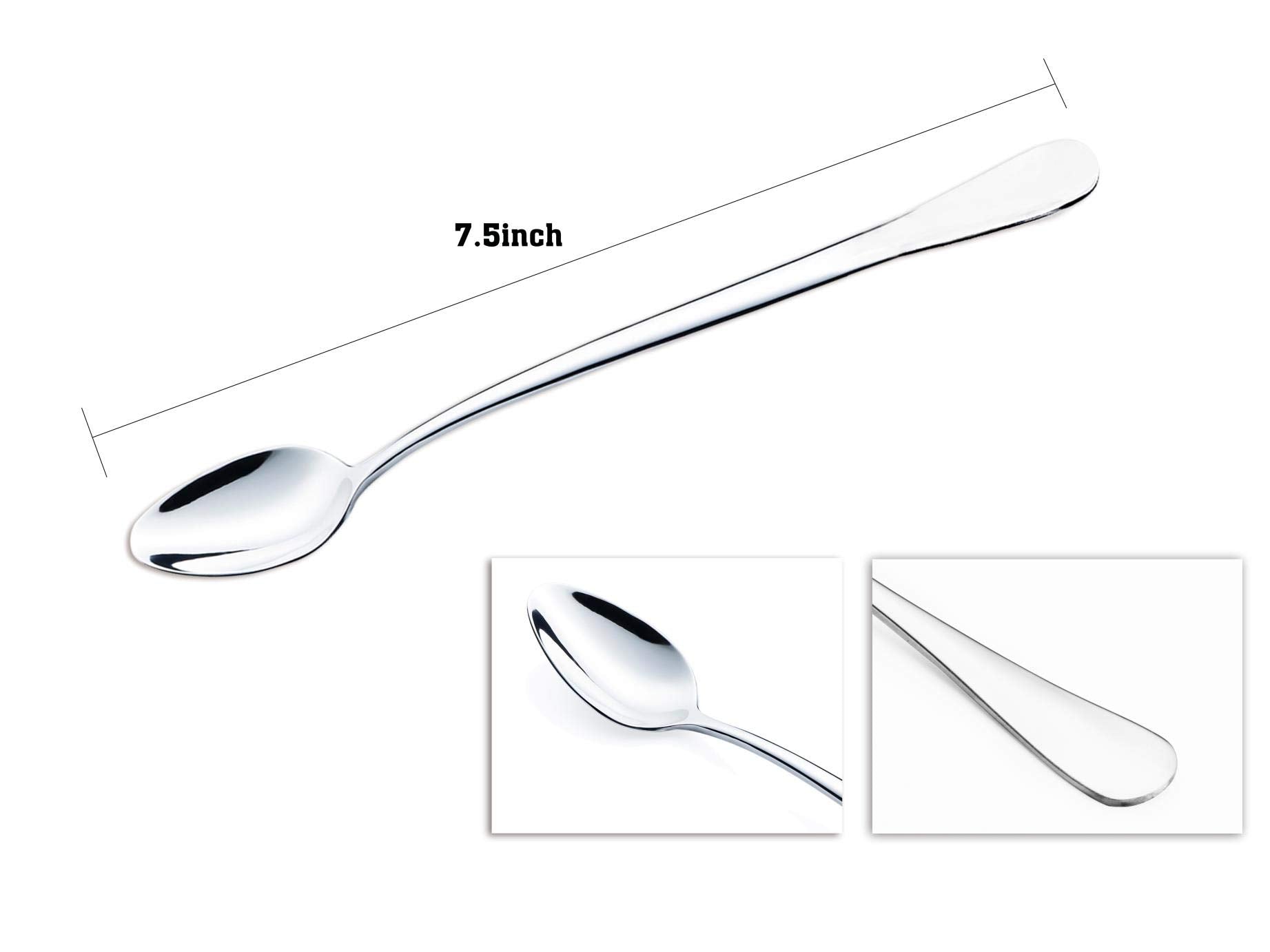 Oaaxbbecco 12 Pieces Stainless Steel Teaspoon,7.5 Inches