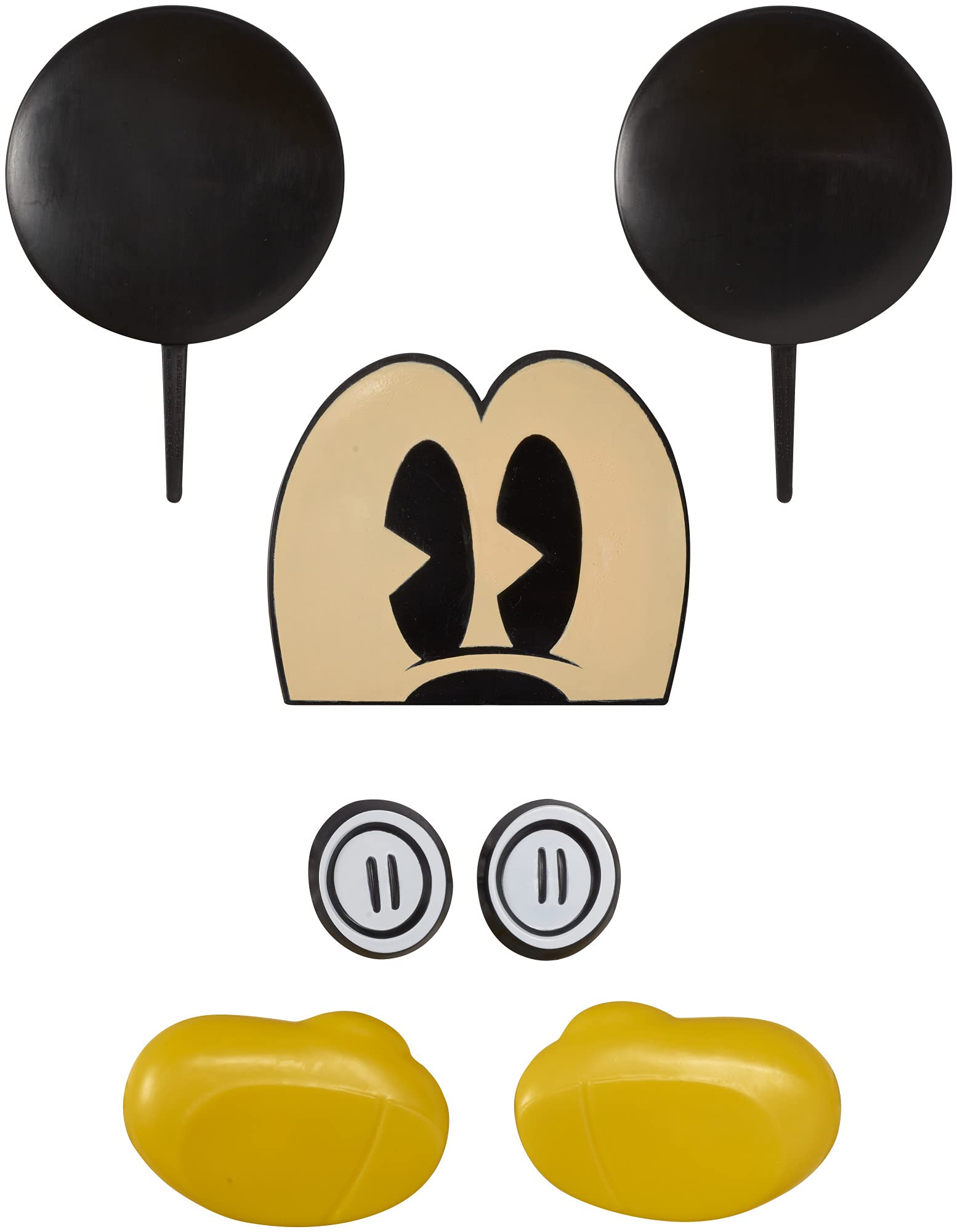 DecoSet Disney Mickey Mouse Cake Topper  7-Piece Topper Set with Ears  Eyes  Buttons and Shoes  Made of Food-Safe Plastic  Multiple  1 SET