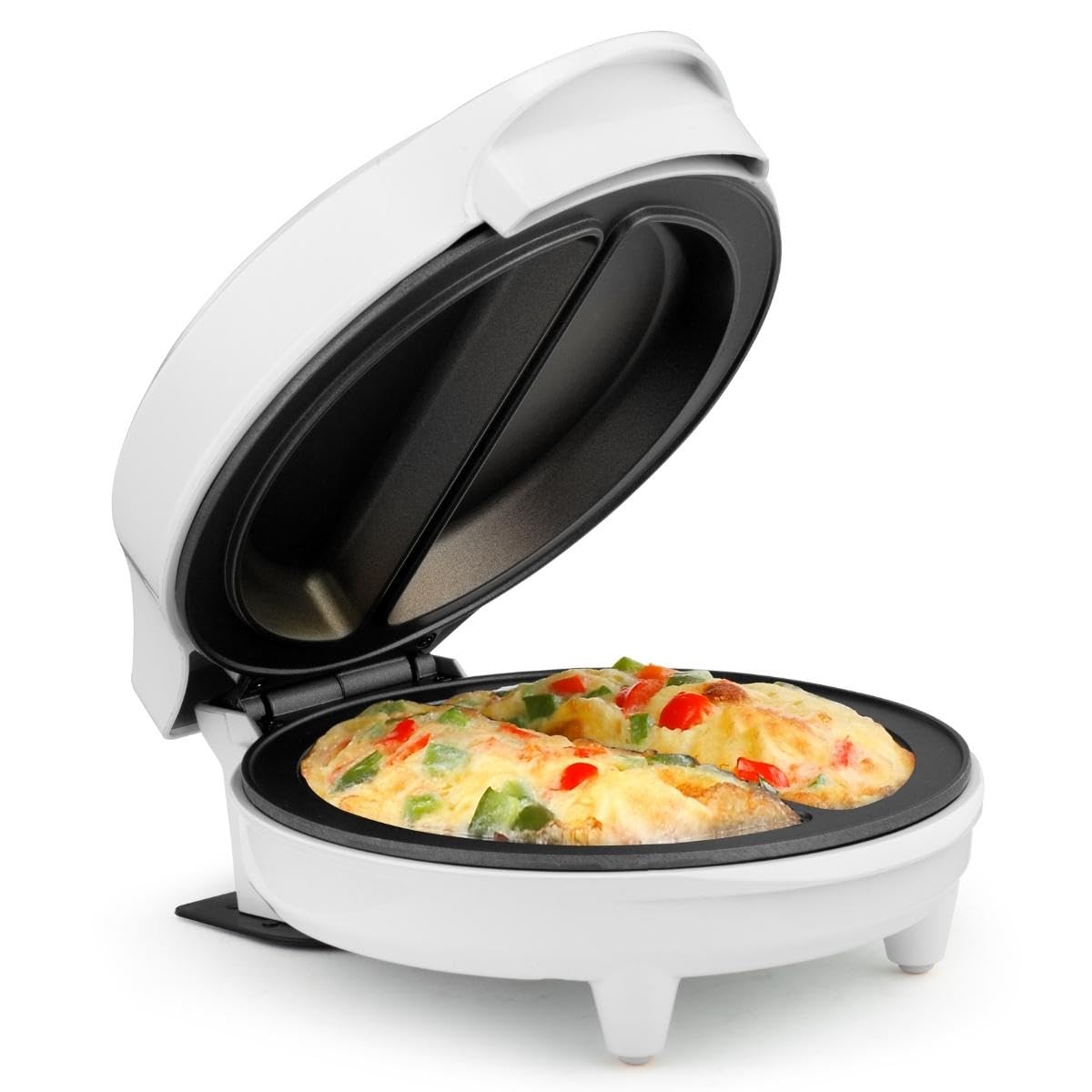 Holstein Housewares Stainless Steel 2 Section Omelet & Frittata Maker, Non Stick Coating, Easy To Clean, Indicator Lights, Compa