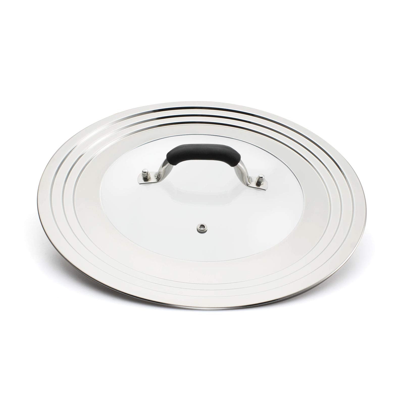 Homvida 15 Inch Large Universal Lid For 11-15'' Pans Pots, Stainless Steel Pan Lid Cover For 11 12 13 14 15 In Cast Iron Skillet