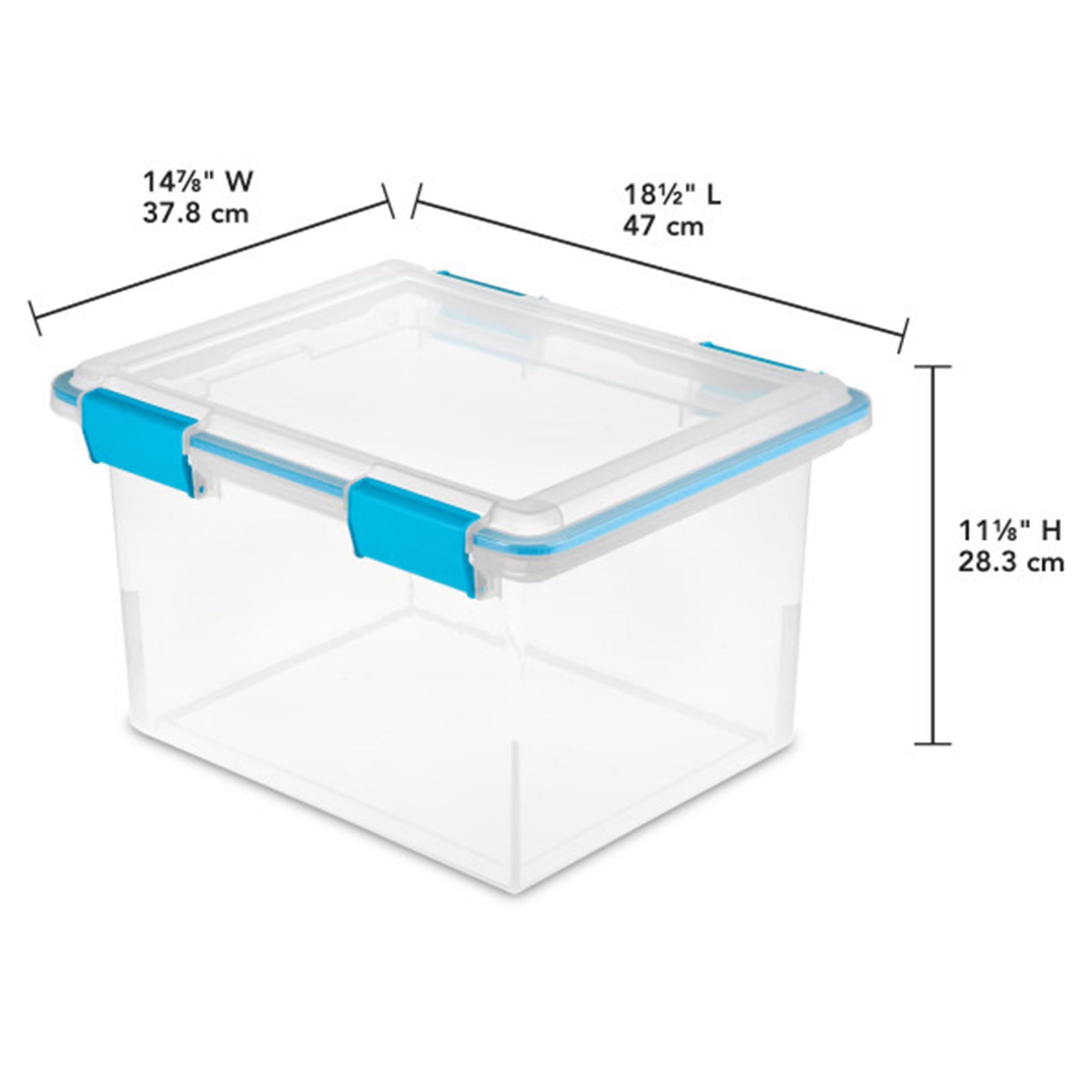 Sterilite Gasket Box, Stackable Storage Bin With Latching Lid, 32 Quart, 16 Pack