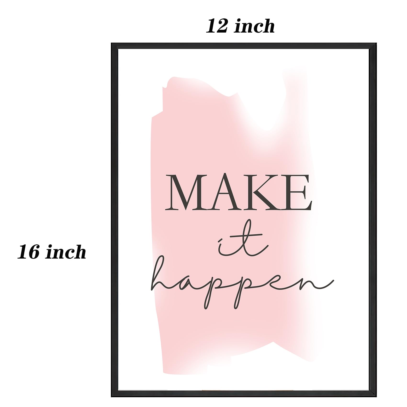 KLPOARTQ Set of 4 Framed Motivational Canvas Prints, 12x16 Inch, Pink Grey, Inspirational Quotes for Home & Office Decor