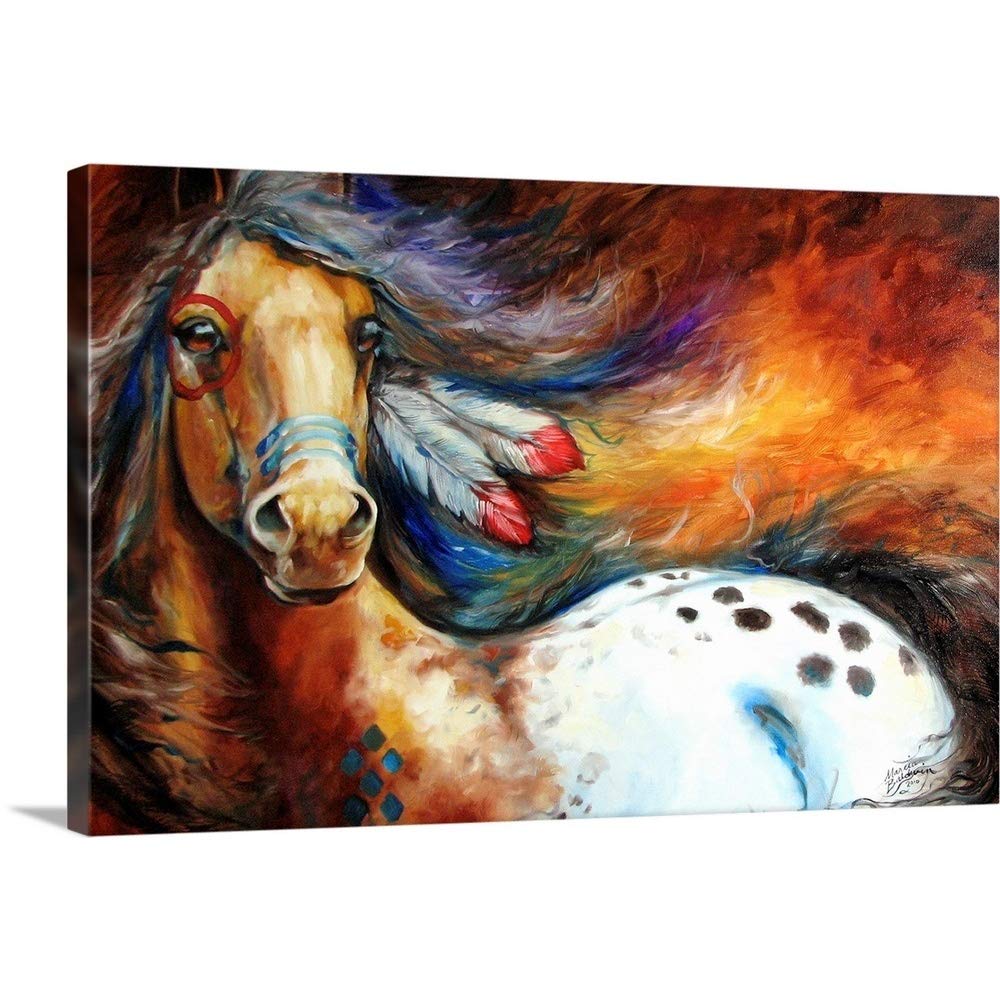 Canvas On Demand Spirit Indian Warrior Pony Canvas Wall Art Print By Marcia Baldwin, Abstract, Contemporary, Home Decor, Horse,