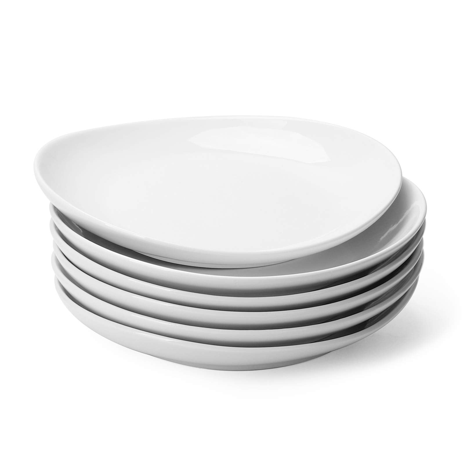 Sweese Porcelain 7.8 Inch Dessert Plates Set of 6 - White Salad Plates, Appetizer Plates, Small Plates - Dishwasher, Microwave, 