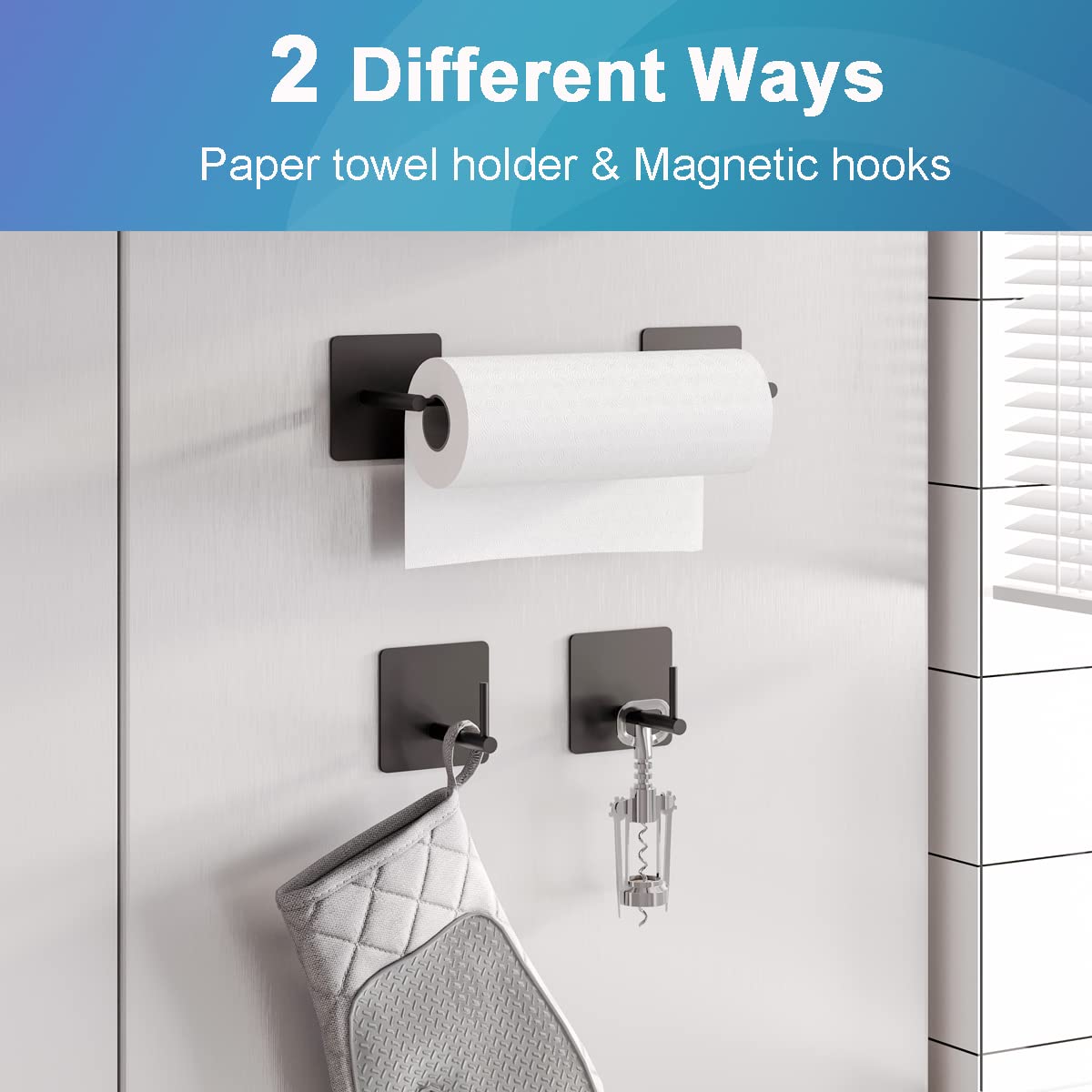 Thipoten Magnetic Paper Towel Holder, Strong Magnetic Hooks/Rack For Kitchen, Work Benches, Storage Closets, Grill, Garage (Blac