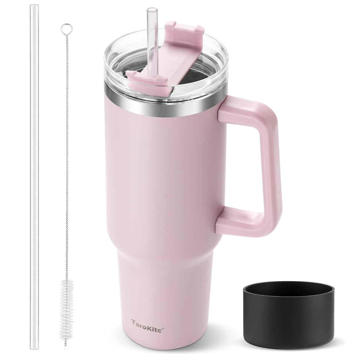 Tarokitc 40 Oz Tumbler With Handle | Stainless Steel Insulated Iced Coffee Cup With Lids And Straw | Insulated Travel Mug | Keep