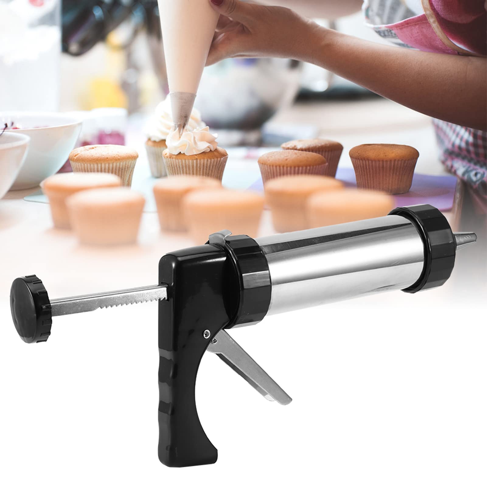 Natudeco Cookies Press Kit Cookie Maker Set With 13 Tools Discs 7 Piping Nozzles Diy Baking Tool For Family Kitchen Cake Icing D
