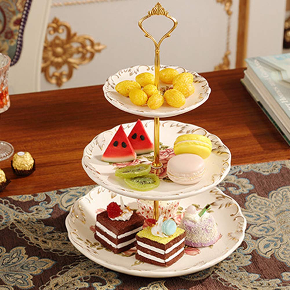 Gukasxi 4 Sets Of 3 Tier Cake Plate Stand Handle Hardware, 2 Styles Golden Tiered Fruit Cake Plate Handle Cake Cupcake Dessert S