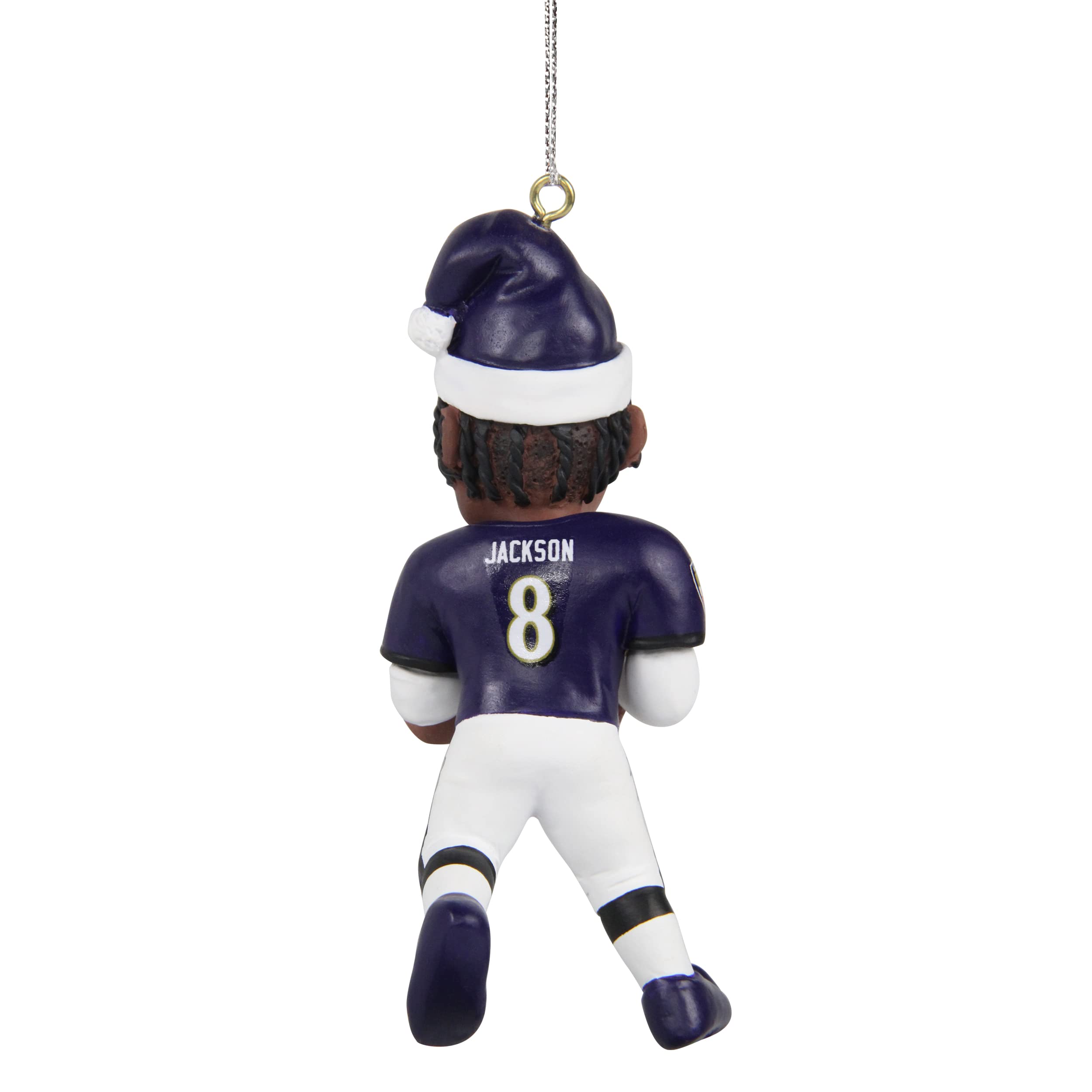 FOCO - NFL 4 Elf Player Resin Xmas Christmas Tree Team Ornament (Lamar Jackson - Baltimore Ravens)