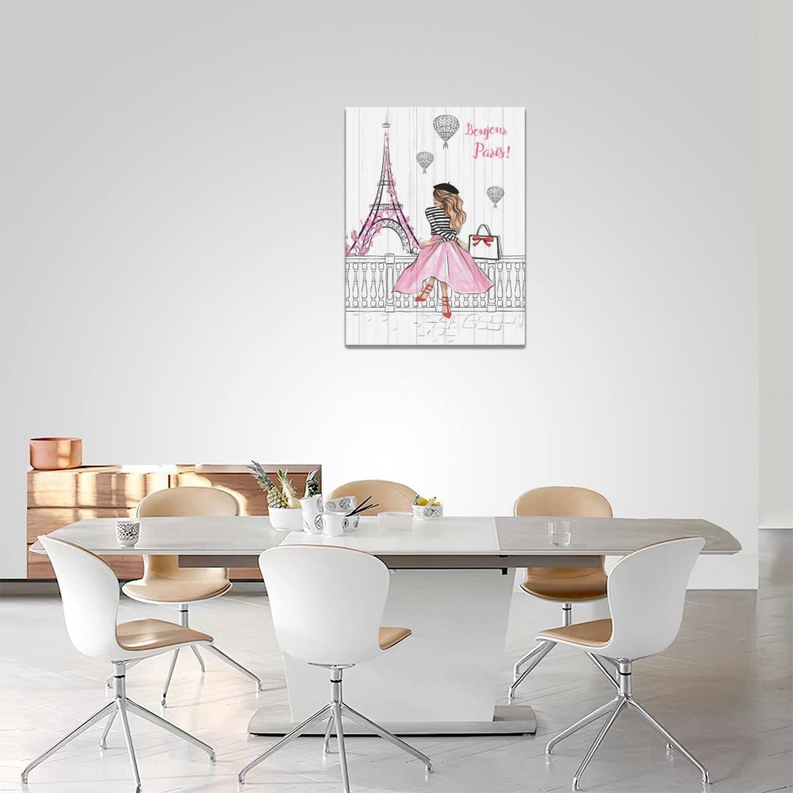 Pink Eiffel Tower Wall Art Romantic Paris Fashion Women Canvas Wall Decor Butterfly Eiffel Tower Picture Painting Print Modern A
