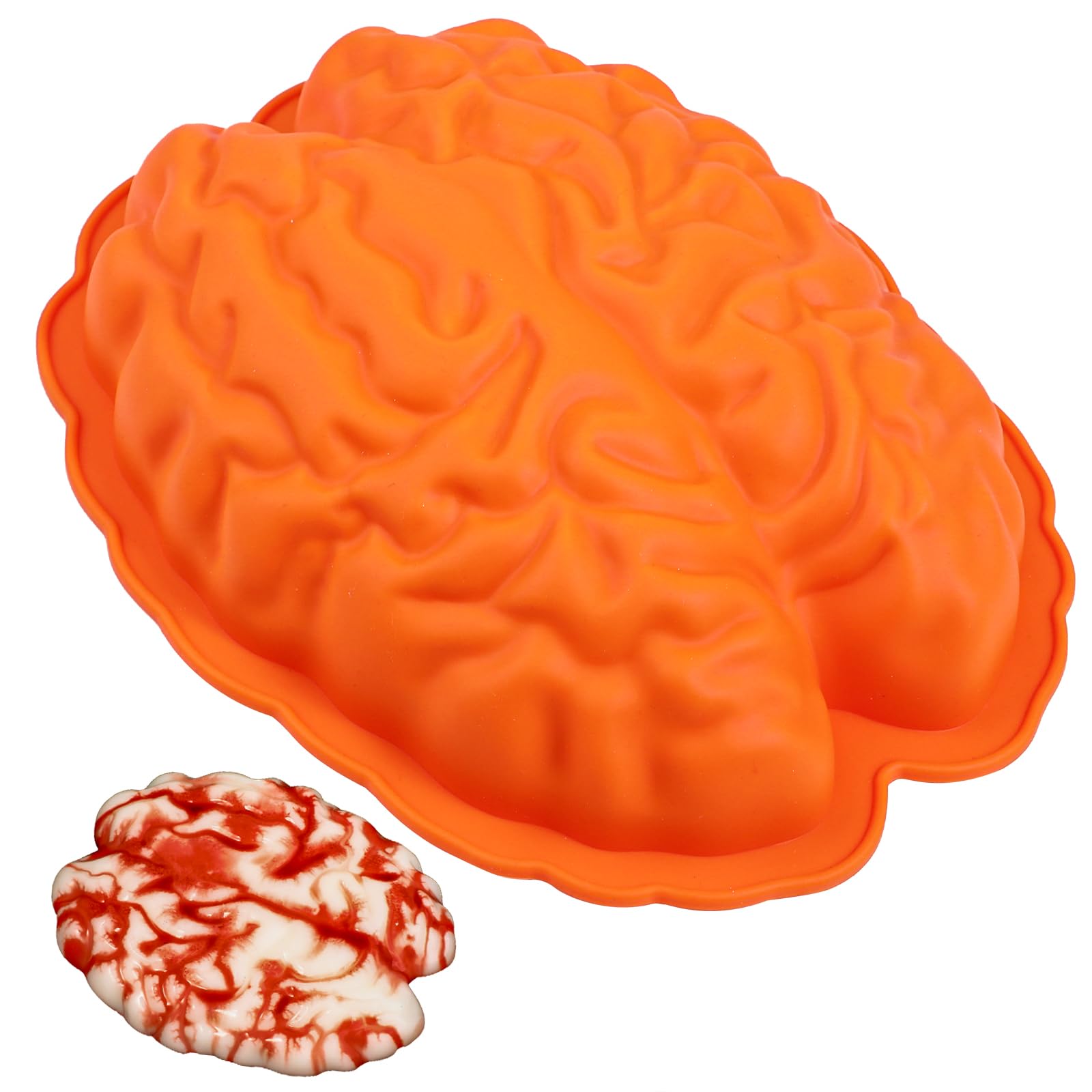 Webake Brain Jello Mold Silicone Brain Gelatin Cake Molds 9 Inch Breakable Brain Chocolate Mold For Halloween Baking