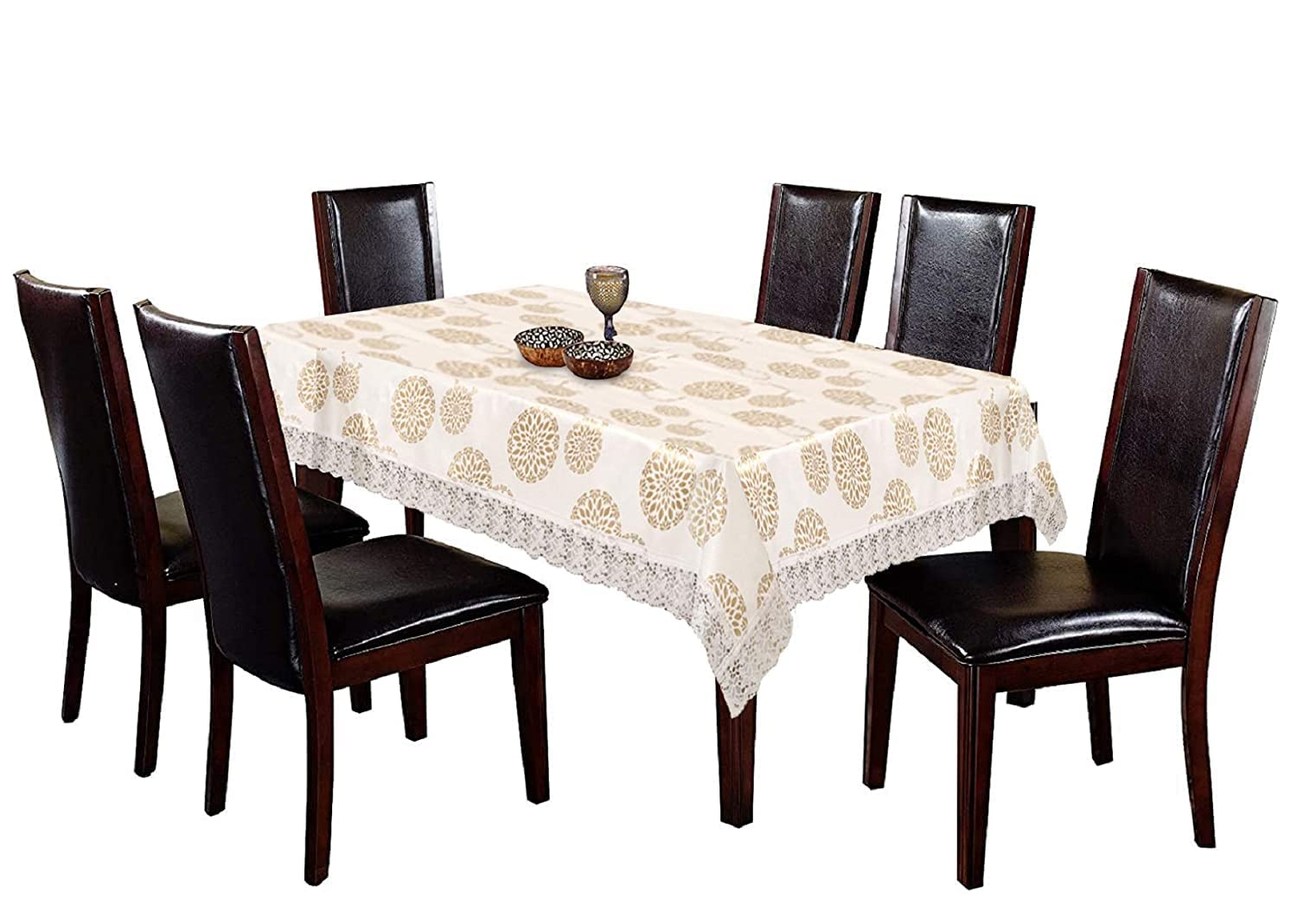 Kuber Industries Pvc 6 Seater Dining Table Cover (Cream) -Ctktc8642
