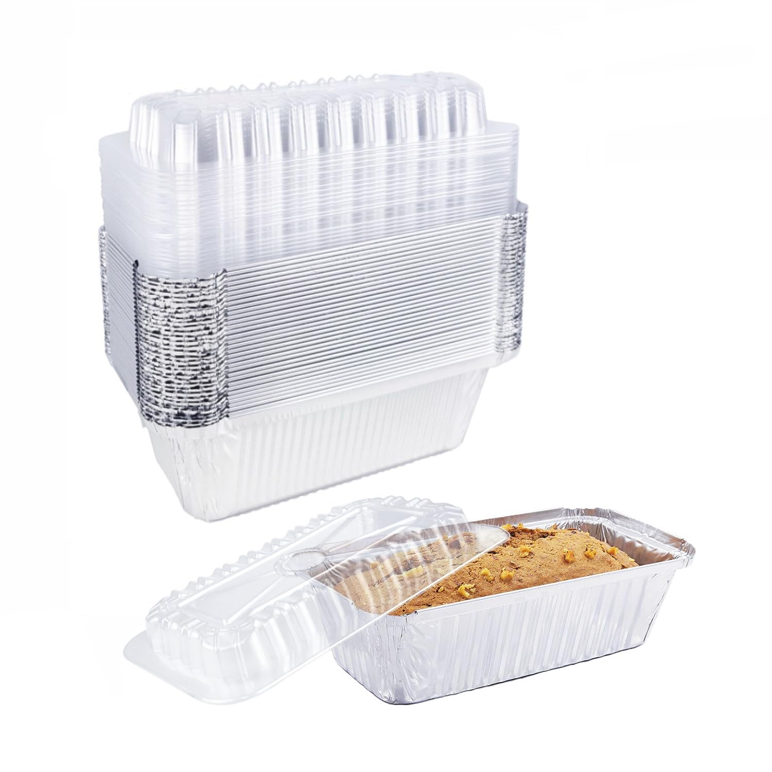 Lewarm 1.5lb Disposable Bread Pans with Lids, 30 Pack