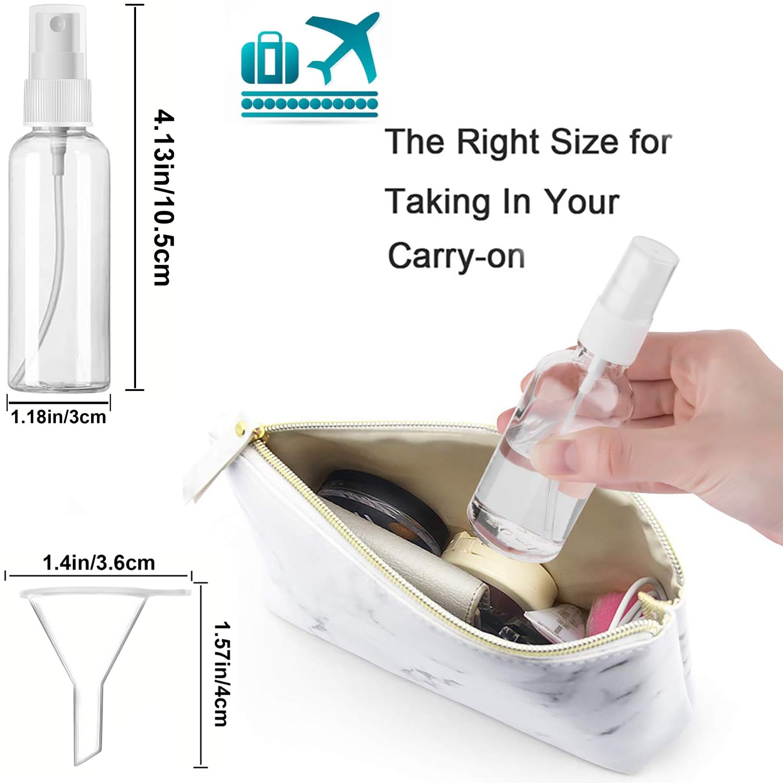 Dhrbsx Spray Bottles Small, 2Oz/50Ml Clear Empty Fine Mist Plastic Mini Travel Continuous Bottle Set, Small Refillable Liquid Co