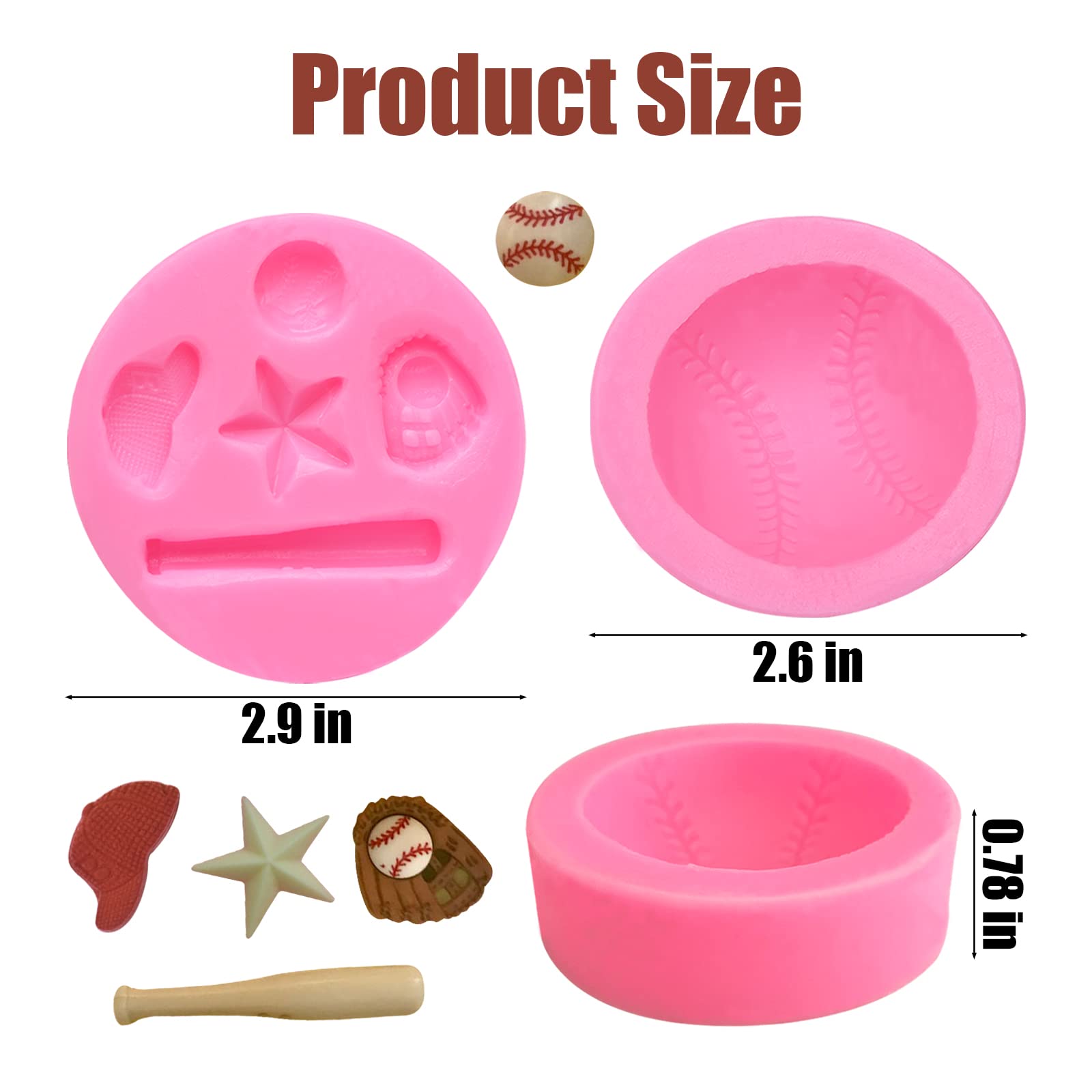 Softball Fondant Chocolate Silicone Molds, Baseball Bat Glove Hat Cake Mold For Cupcake Toppers Cake Decorations Polymer Clay Sp