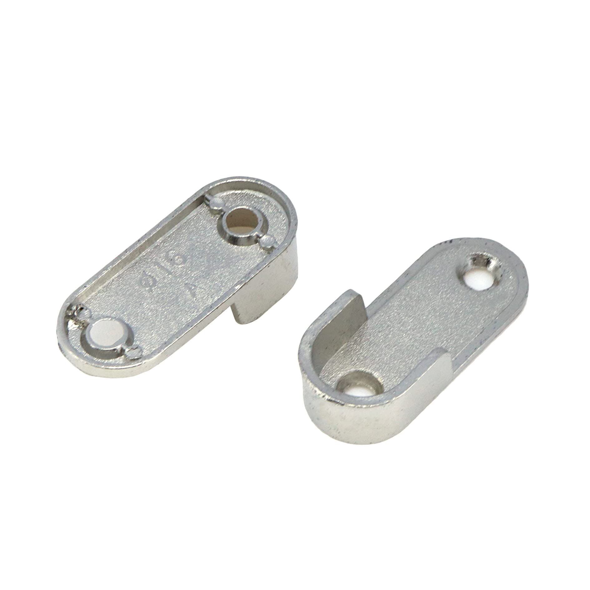 Mcredy 2 Pair Zinc Alloy Oval Hanging Rail Rod Holder End Bracket Support For Wardrobe Closet Silver 0.63'' Inner Size