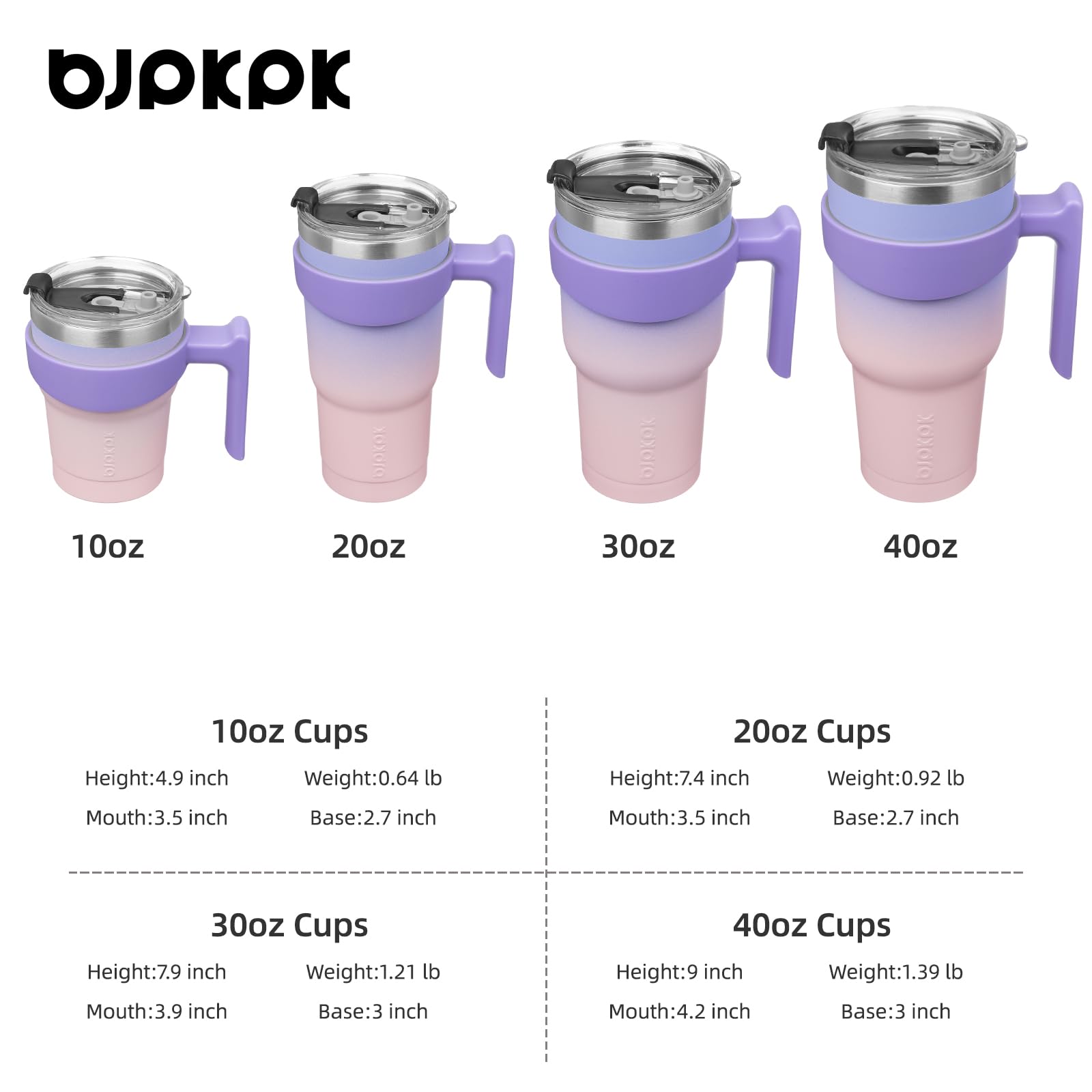 Bjpkpk 40 Oz Tumbler With Handle And Straw Lid Stainless Steel Travel Mugs Insulated Tumbler Cups,Pastel Sunset
