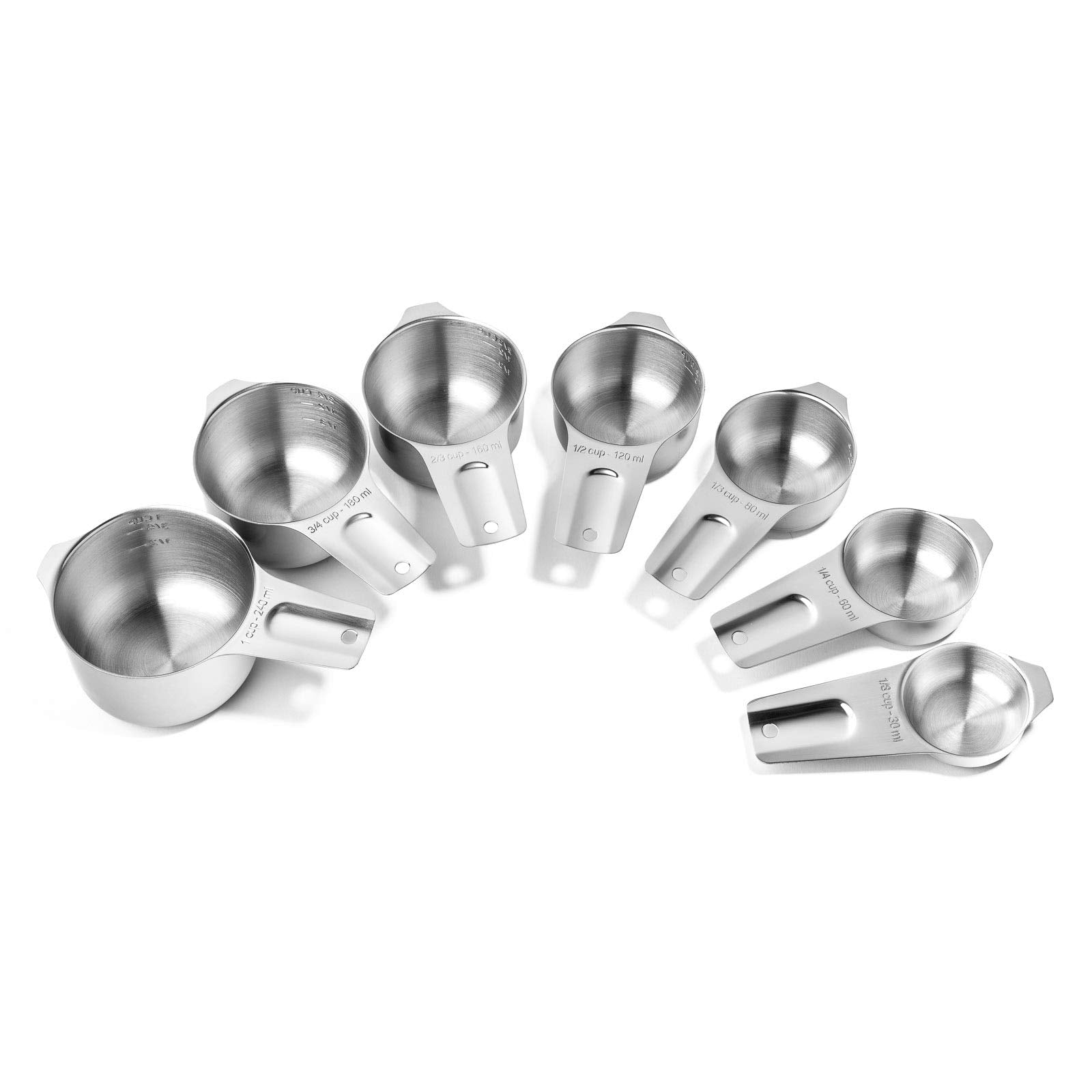 Last Confection 7Pc Stainless Steel Measuring Cup Set - Includes 1/8 Cup Coffee Scoop - Measurements For Dry And Liquid Cooking