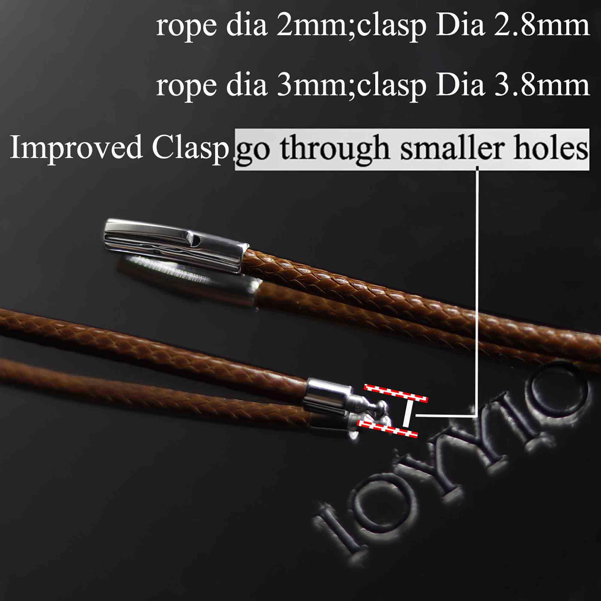 Ioyyio Flexible Braided Leather Necklace Cord With 316L Durable Clasp,2Mm3Mm Width,16A18 20 22 24 26 28 30 Blackbrown Waterproof