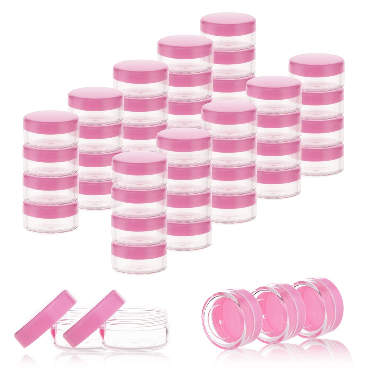 Zejia Sample Containers, 10 Gram Containers With Lids, 40Pcs Sample Jars, Small Plastic Containers With Lids(Pink)