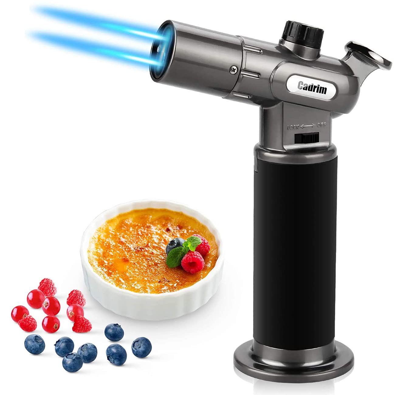 cadrim Butane Torch  Refillable culinary Blow Torch Double Fire cooking Torch and Small Adjustable Flame Kitchen Torch for creme Brulee  Baking BBQ(Butane Fuel Not Included)