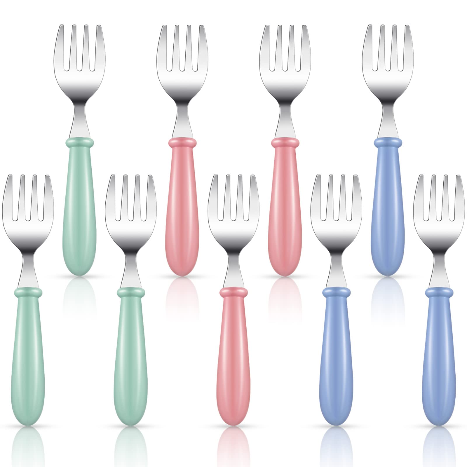 9 Pieces Stainless Steel Toddler Forks, Baby Forks, Kids Forks, for Self Feeding Metal Forks Boys Girls Small Training Forks for