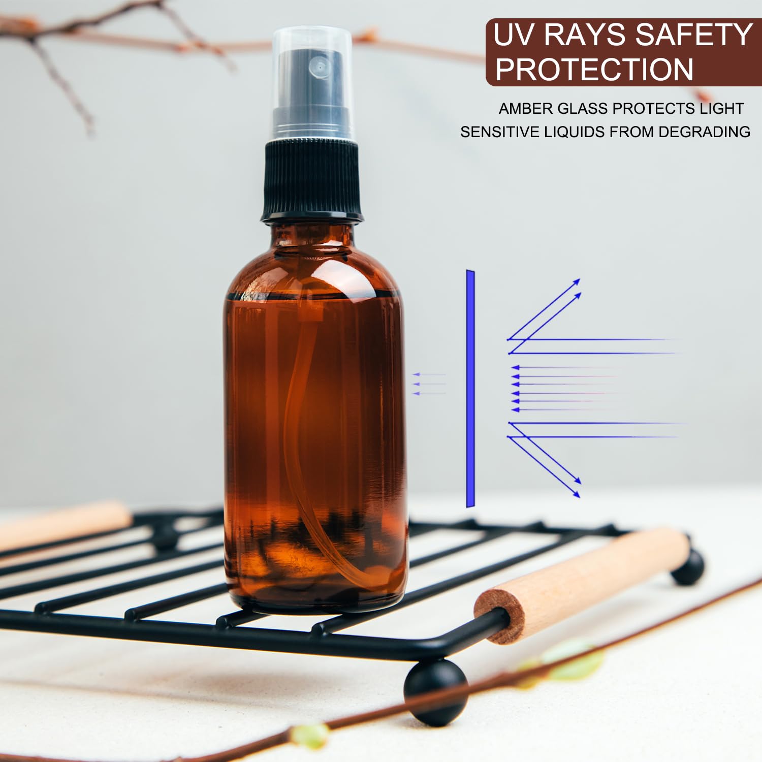 Lanbeautify 4 Oz Amber Glass Spray Bottles - Small Empty Fine Mist Spray Bottle For Essential Oil,Face - Mini Dark Spray Bottles