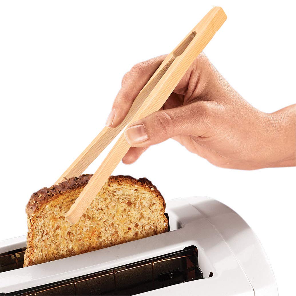 Gkanmore 2 Pack 7 Inch Bamboo Kitchen Tongs For Toast Tea Bread Pickle Cooking