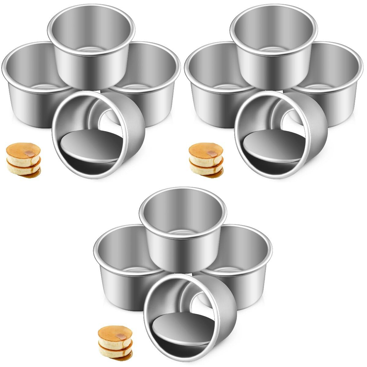 Upkoch Cheesecake Pans 12 Pcs Round Cake Pans With Removable Bottom Non-Stick Cheesecake Pan Aluminum Cake Mold Baking Pan Small