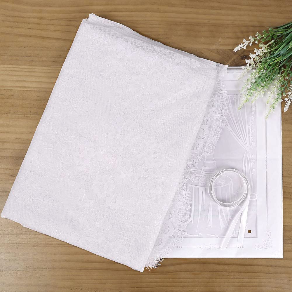 Queendream White Lace Tablecloth Rectangular Spring Wedding Table Cloth 60 X120 Inches Vintage Embroidered Lace Fabric Overlay F