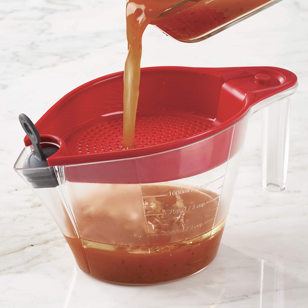Trudeau Gravy Fat Separator - 4 Cup, Red and Clear, Model 05117231