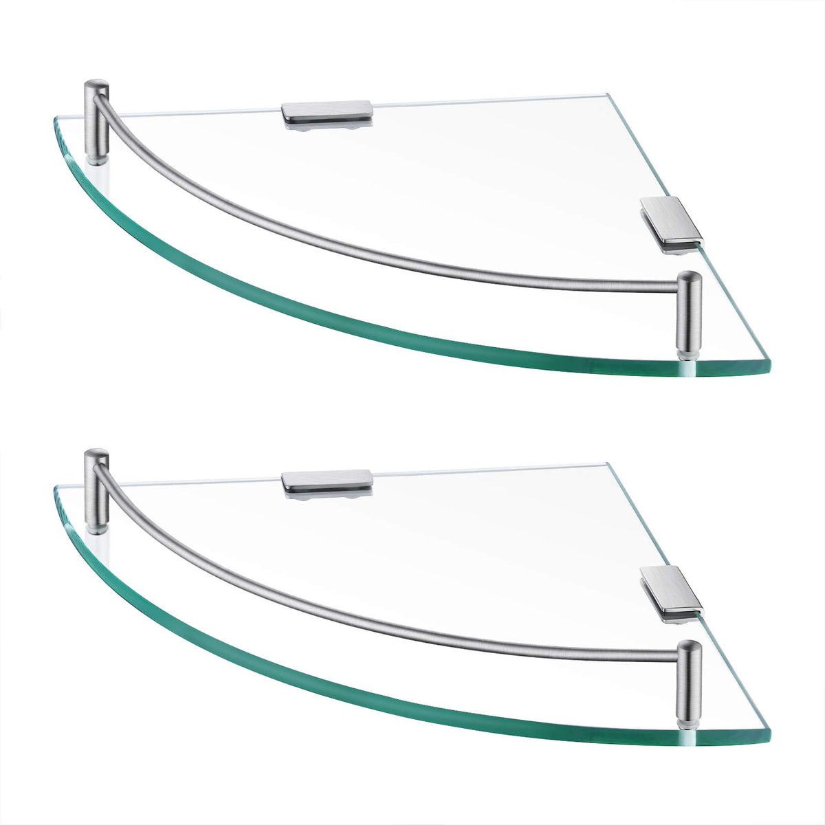 Kes Glass Corner Shelf For Bathroom Corner Shelf 2 Pack Tempered Glass Shelf With Rail Sus 304 Stainless Steel Wall Mounted Brus