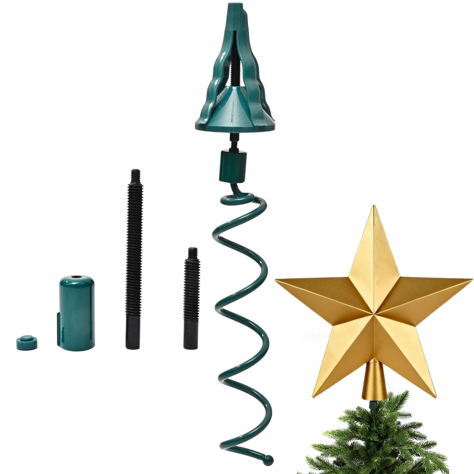Christmas Tree Topper Holder - Twist-On Universal Christmas Tree Topper Support - Stabilizer with Adjustable Accessory - Fits Al