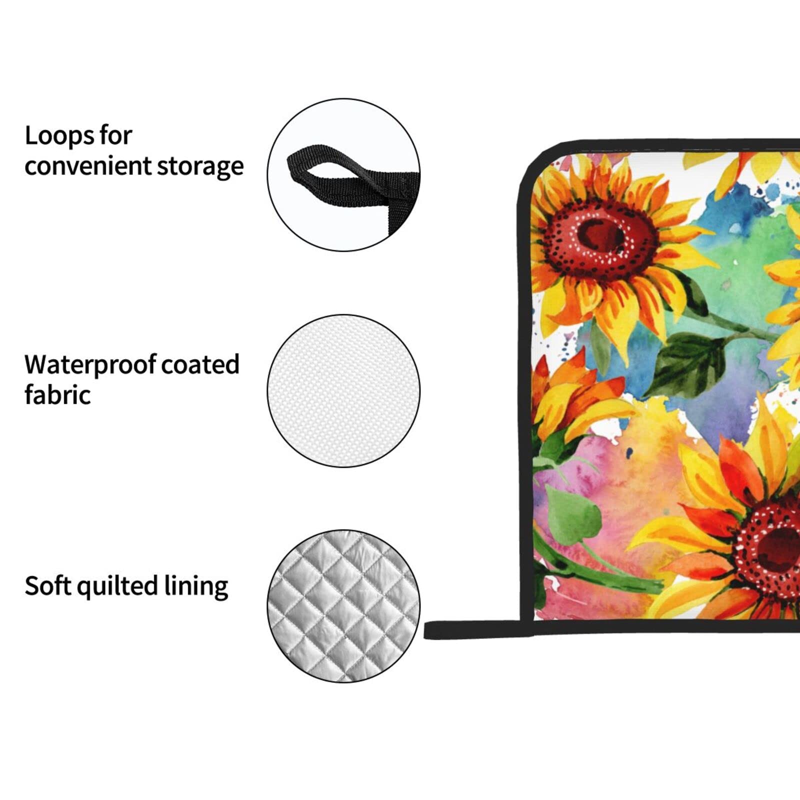 Colorful Sunflower Pot Holders Set Of 2 Heat Resistant & Non Slip Potholders, Watercolor Art Style Fire Oven Hot Pads For Kitche