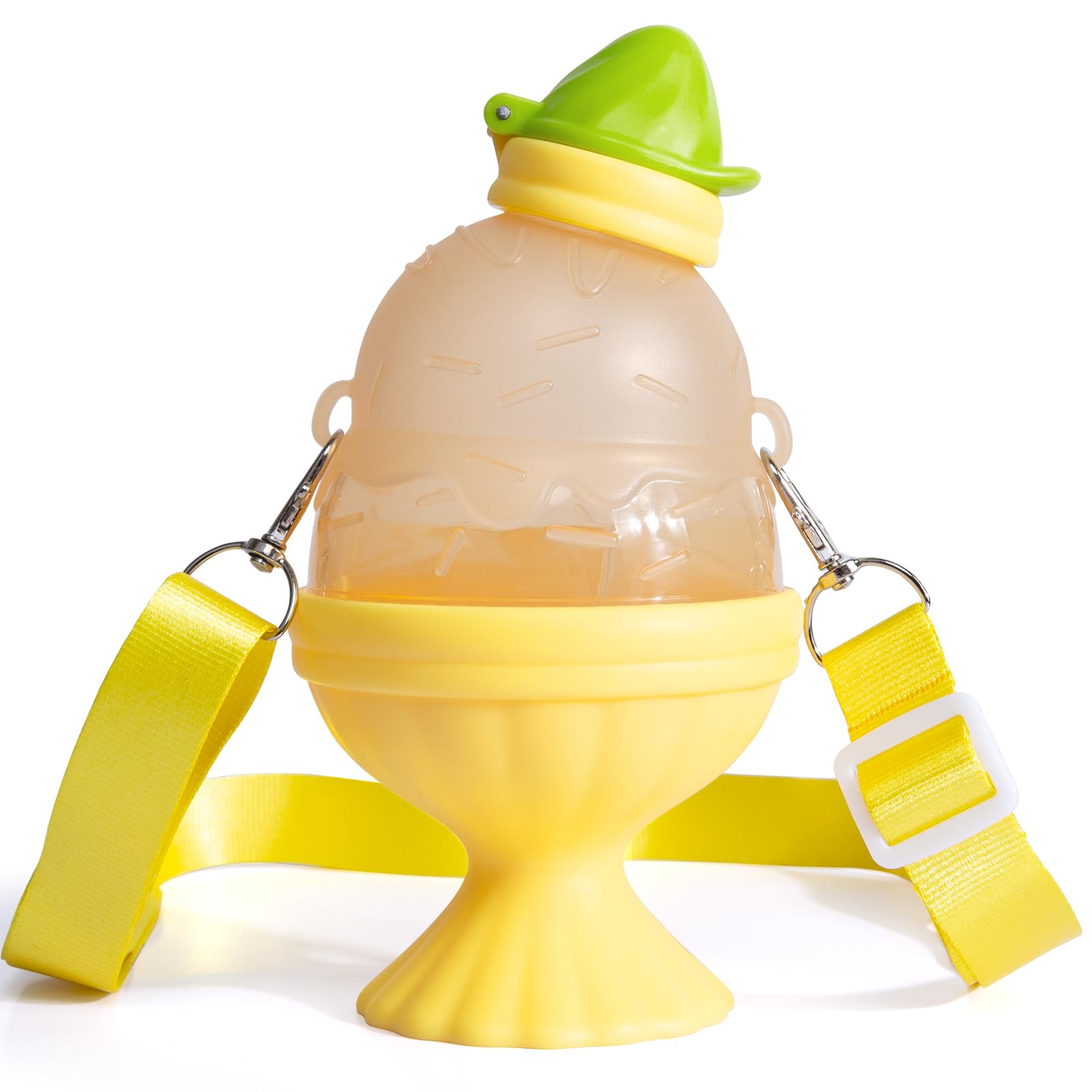 PHEENOWL 11oz Ice Cream Toddler Water Bottle with Straw & Strap