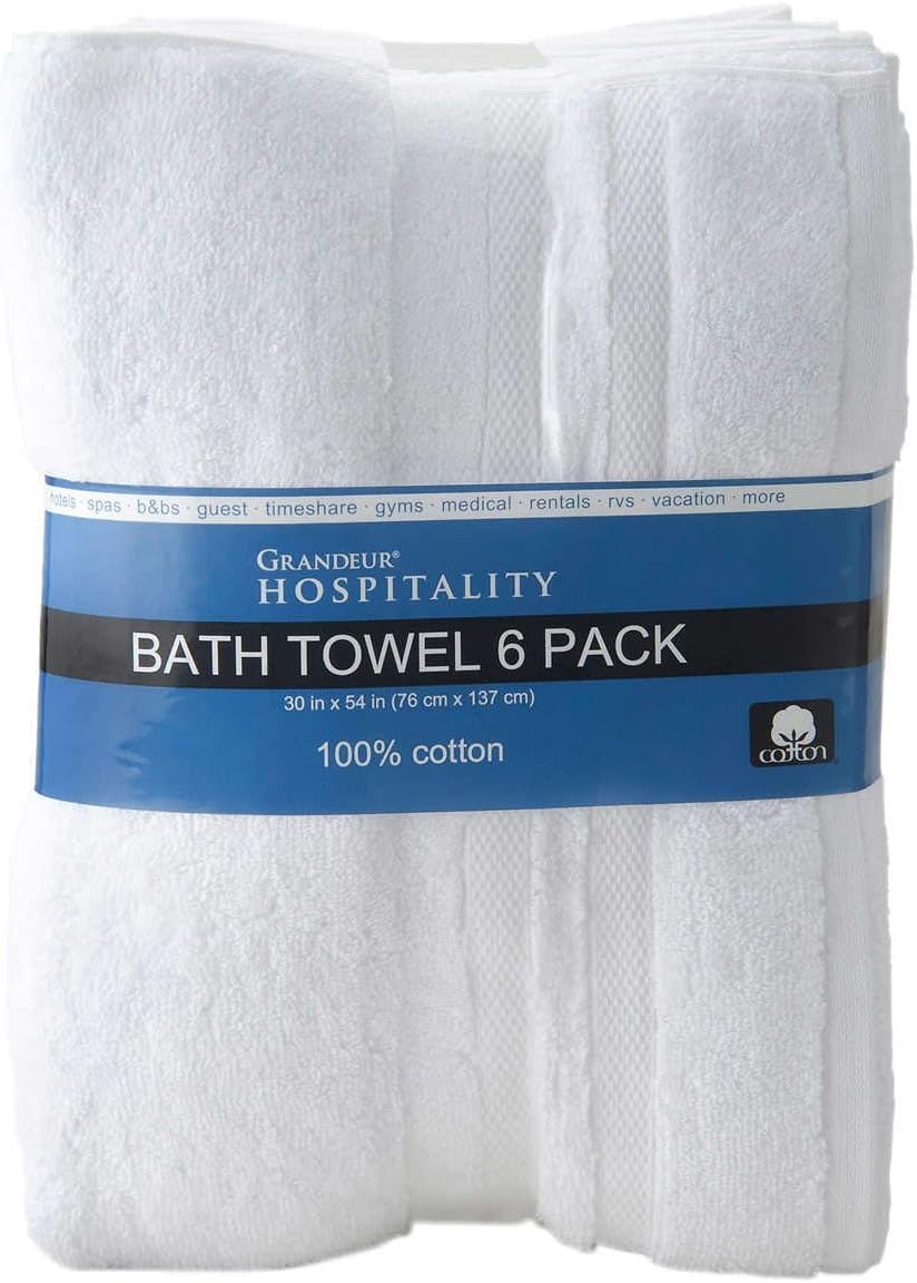 Omni Linens Grandeur Hospitality Bath Towel 6 Pack 34'' X 54'' 100% Cotton 6 Pack