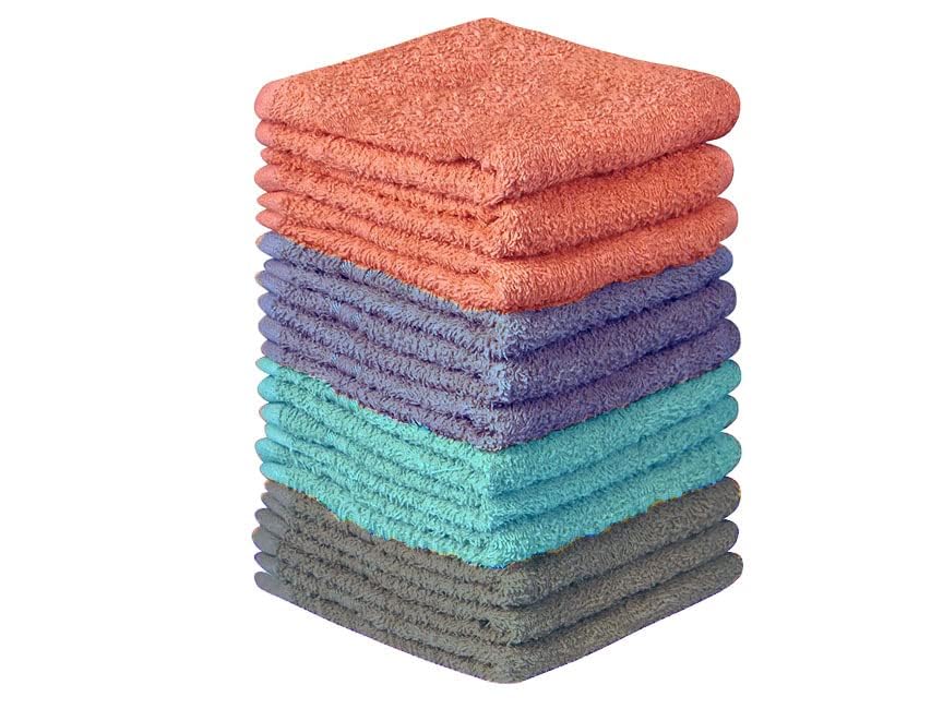 Petal Cliff 15 Pack, 100% Cotton Wash Cloth, Wash Rags Pack, Extra Soft, Highly Absorbent, Machine Washable Size 11 X 11 Inch, A