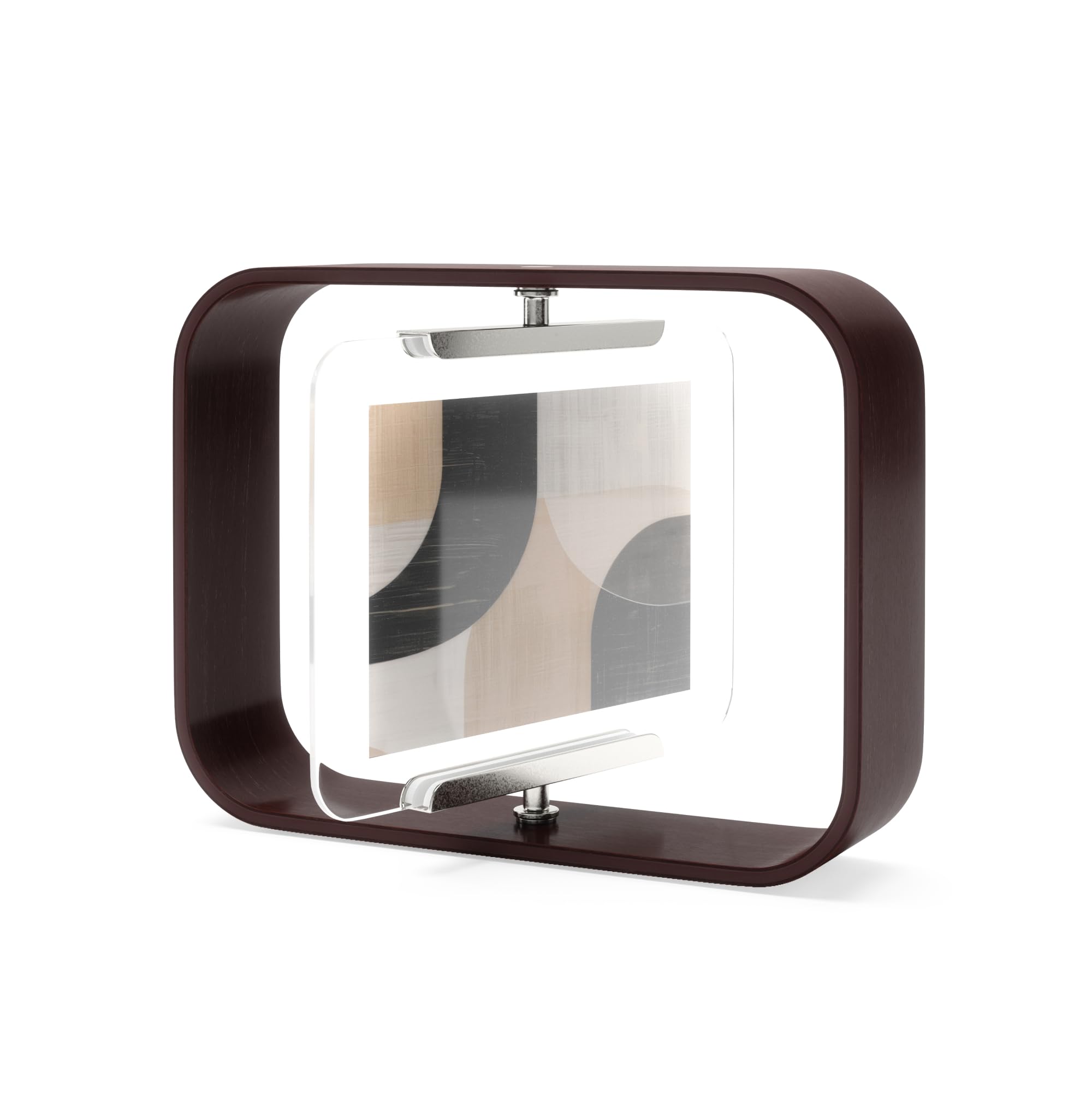 Umbra Bellwood 4x6 Desk Picture Frame - Double Sided Rotating Wooden Photo Frame with 360-Degree Pivot, Tabletop Display for Por
