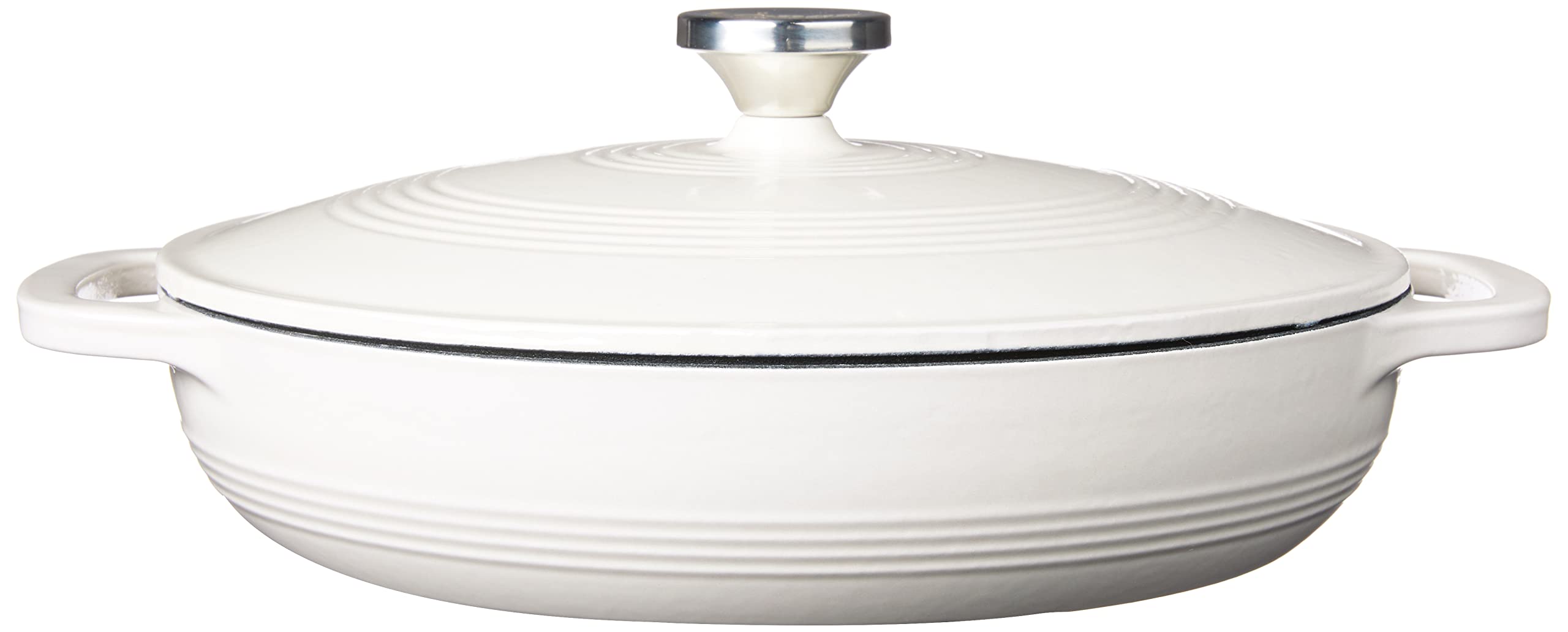 Lodge Enameled Cast Iron Oval Casserole, 3.6 Quart, Oyster White, Oven Safe up to 500°F, Dual Handles